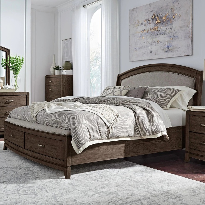 Avalon – Queen Upholstered Storage Bed – Brown
