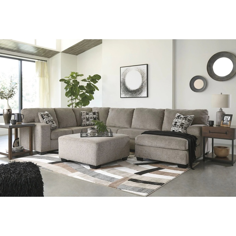Ballinasloe – Platinum – 4 Pc. – Right Arm Facing Corner Chaise 3 Pc Sectional, Ottoman