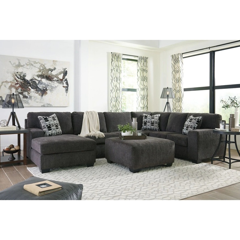 Ballinasloe – Smoke – 4 Pc. – Left Arm Facing Corner Chaise 3 Pc Sectional, Ottoman