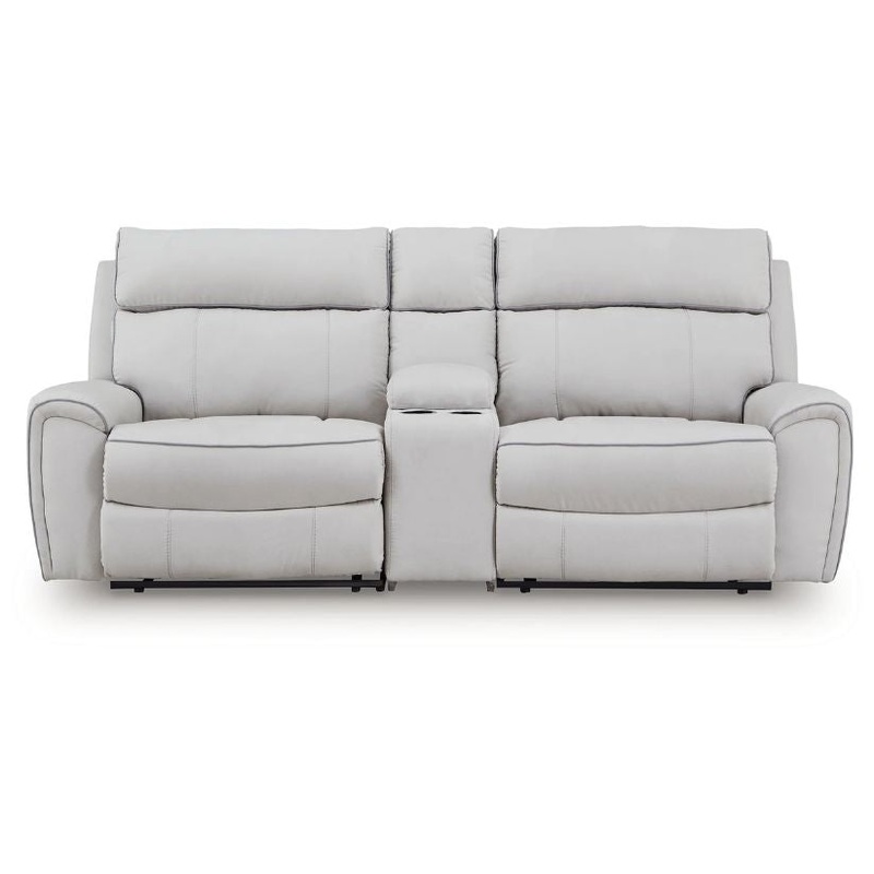 Social Pointe – Pearl / Ash – 3-Piece Power Reclining Sectional With Storage Console