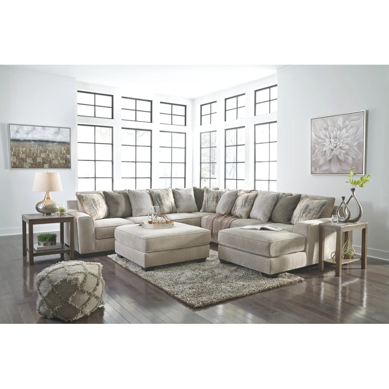 Ardsley – Pewter – 5 Pc. – Right Arm Facing Corner Chaise with Sofa 4 Pc Sectional, Ottoman