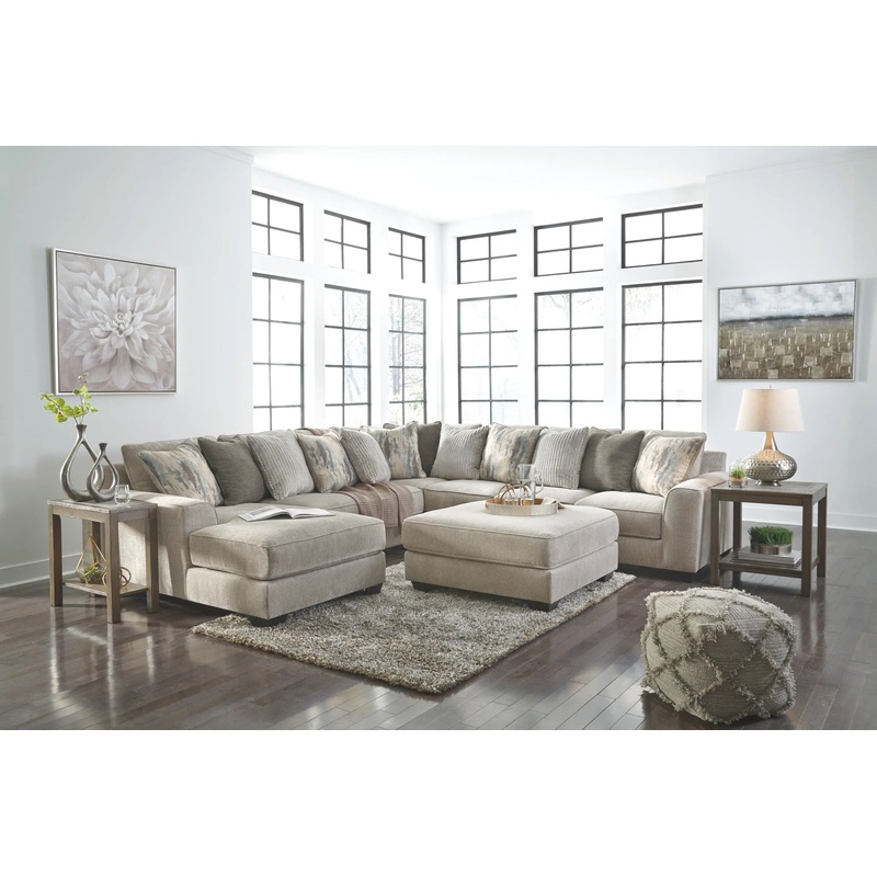 Ardsley – Pewter – 6 Pc. – Left Arm Facing Corner Chaise with Sofa 5 Pc Sectional, Ottoman