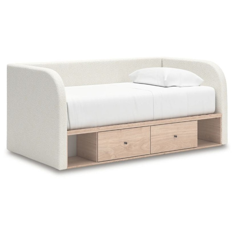 Arloster – Tan / White – Full Upholstered Day Bed With Storage