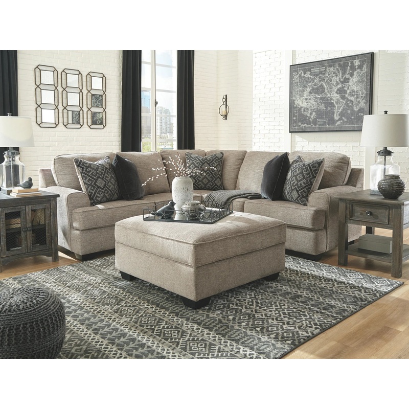 Bovarian – Stone – 3 Pc. – Right Arm Facing Sofa with Corner Wedge 2 Pc Sectional, Ottoman