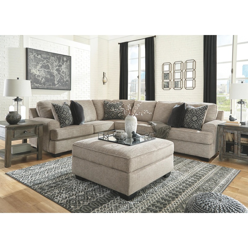 Bovarian – Stone – 4 Pc. – Right Arm Facing Loveseat 3 Pc Sectional, Ottoman