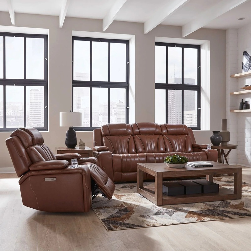 Caswell – Sofa & Recliner – Brown