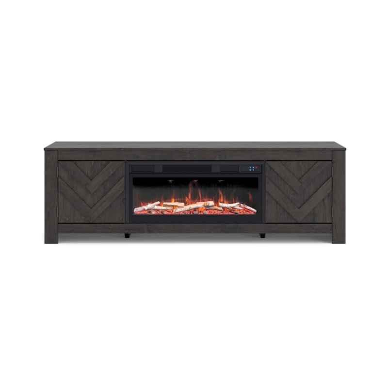 Cayboni – Black – 71″ TV Stand With Electric Fireplace