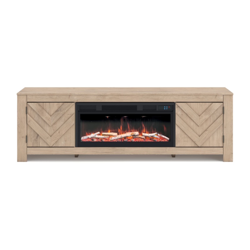 Cayboni – Tan – 71″ TV Stand With Electric Fireplace