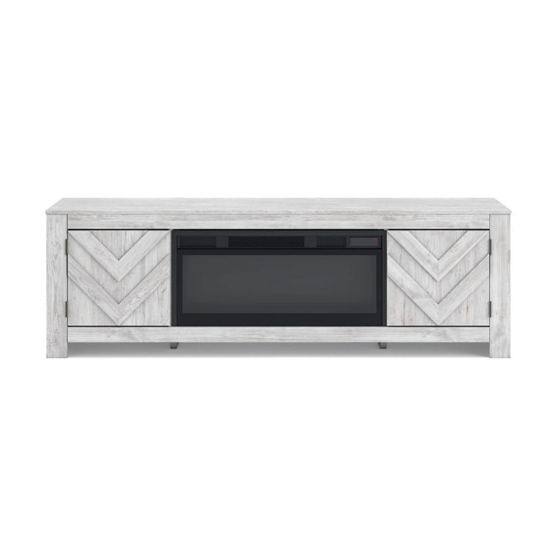 Cayboni – Whitewash – 71″ TV Stand With Electric Fireplace