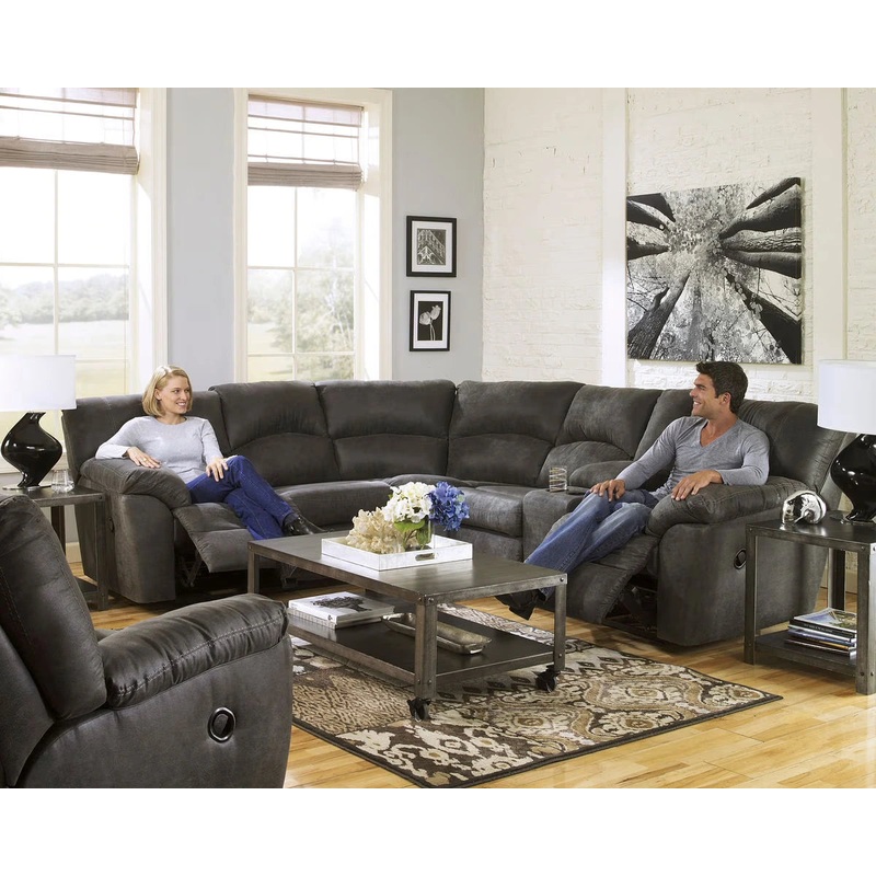 Tambo – Pewter – 3 Pc. – Right Arm Facing Loveseat with Console 2 Pc Sectional, Rocker Recliner