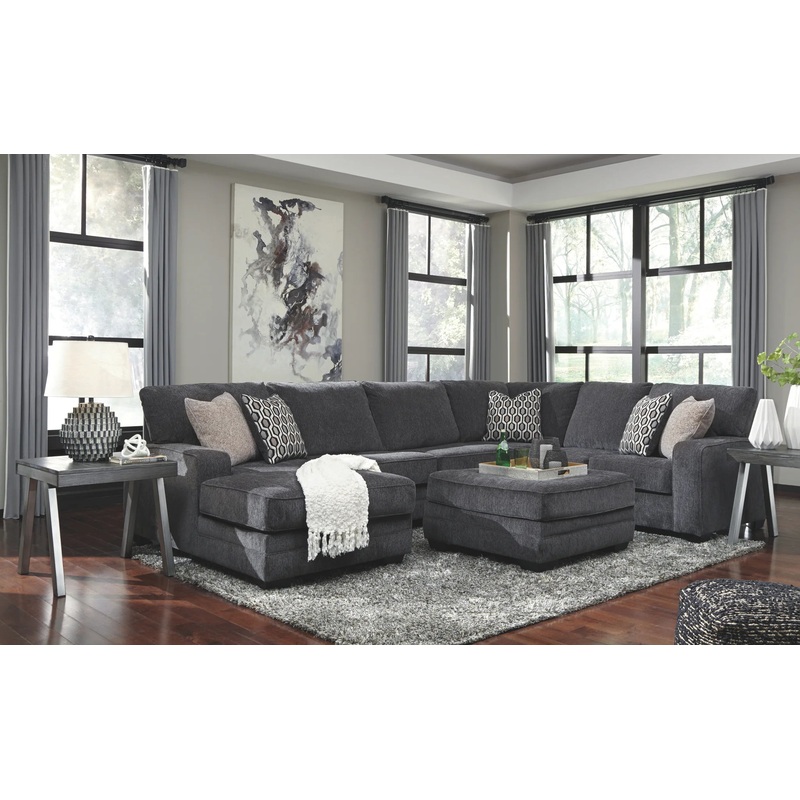 Tracling – Slate – 4 Pc. – Left Arm Facing Corner Chaise 3 Pc Sectional, Ottoman