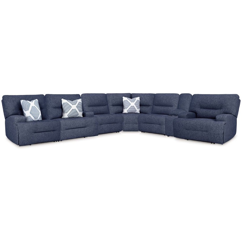 Acklen Place – Navy – 7-Piece Power Reclining Sectional With Storage Console