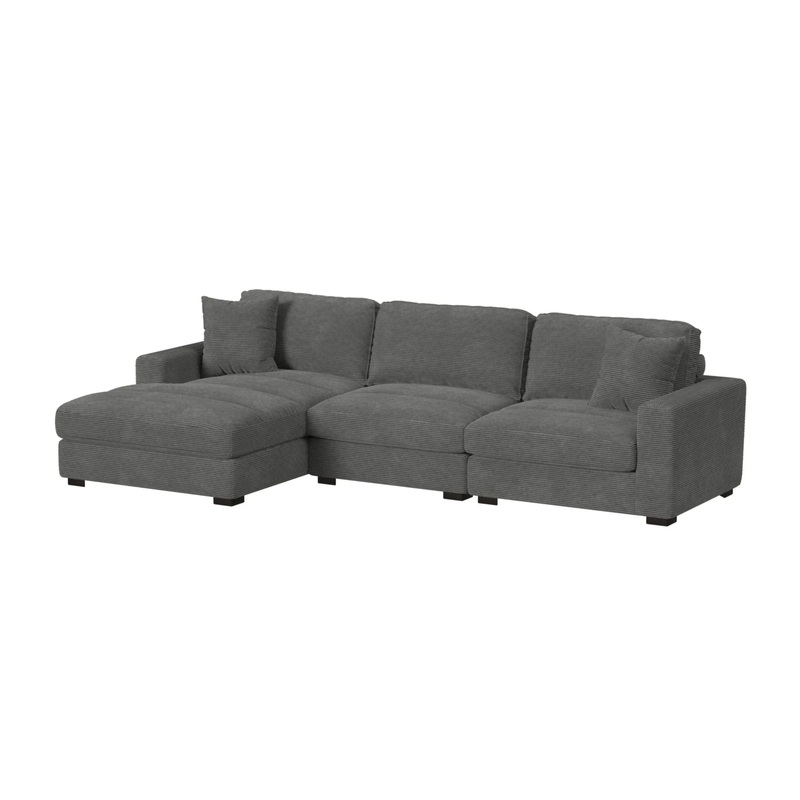 Arizona – Modular 3 Piece Sectional Set With LHF Chaise – Steno Charcoal
