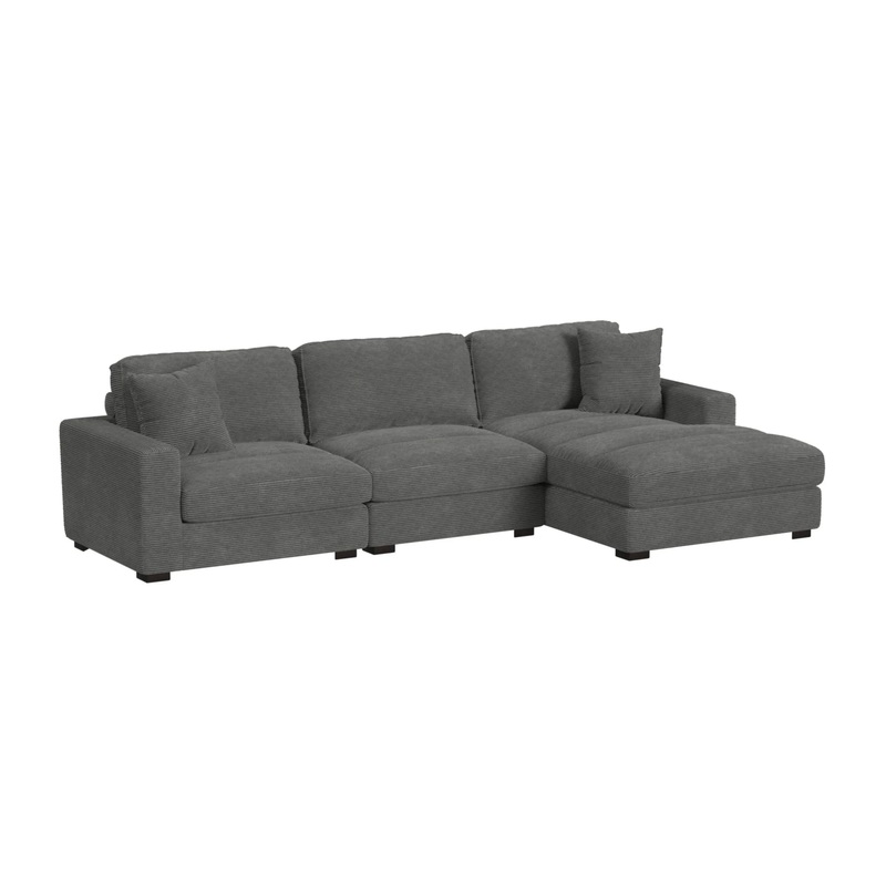 Arizona – Modular 3 Piece Sectional Set With RHF Chaise – Steno Charcoal