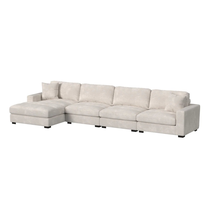 Arizona – Modular 4 Piece Sectional Set With LHF Chaise – Steno Beige