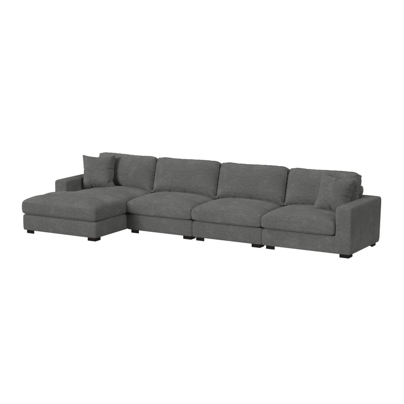 Arizona – Modular 4 Piece Sectional Set With LHF Chaise – Steno Charcoal