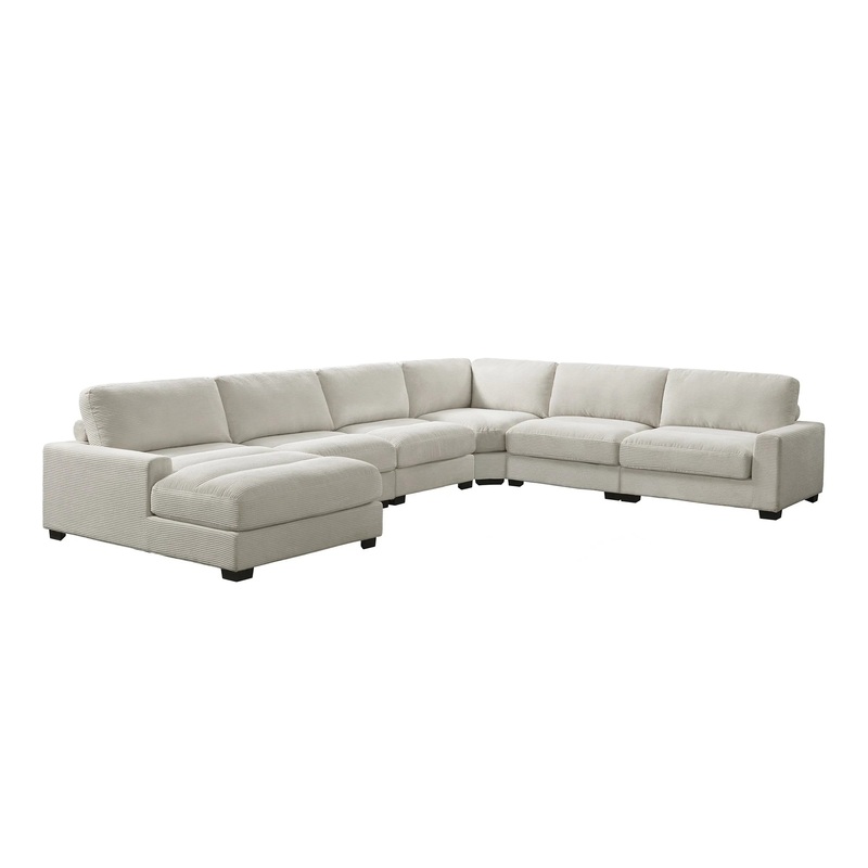 Arizona – Modular 6 Piece Sectional Set With RHF Chaise – Steno Beige