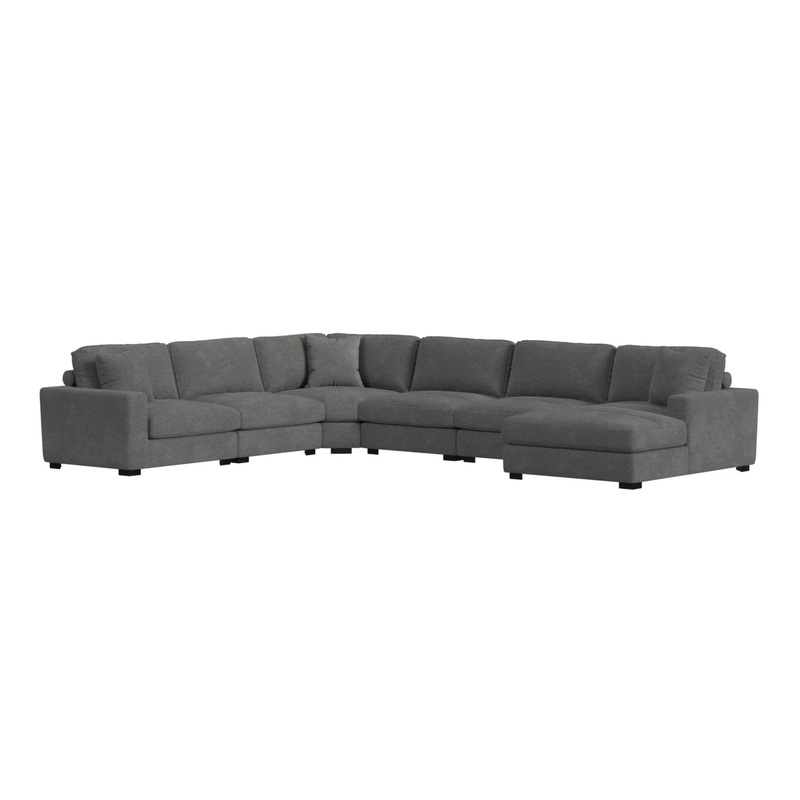 Arizona – Modular 6 Piece Sectional Set With RHF Chaise – Steno Charcoal