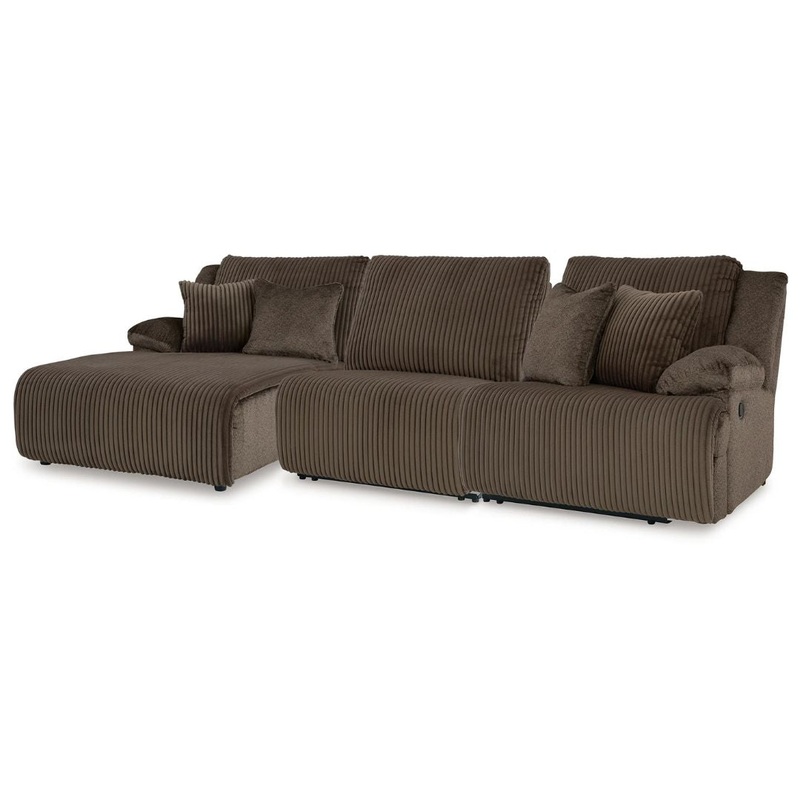 Top Tier – Chocolate – 3-Piece Reclining Sectional With Laf Press Back Chaise