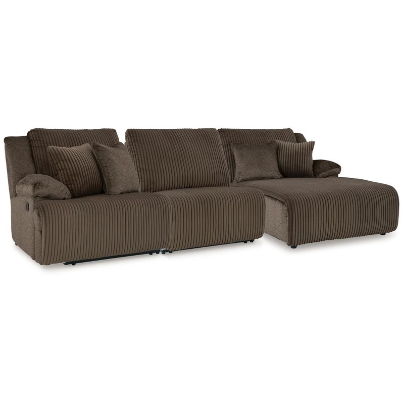 Top Tier – Chocolate – 3-Piece Reclining Sectional With Raf Press Back Chaise