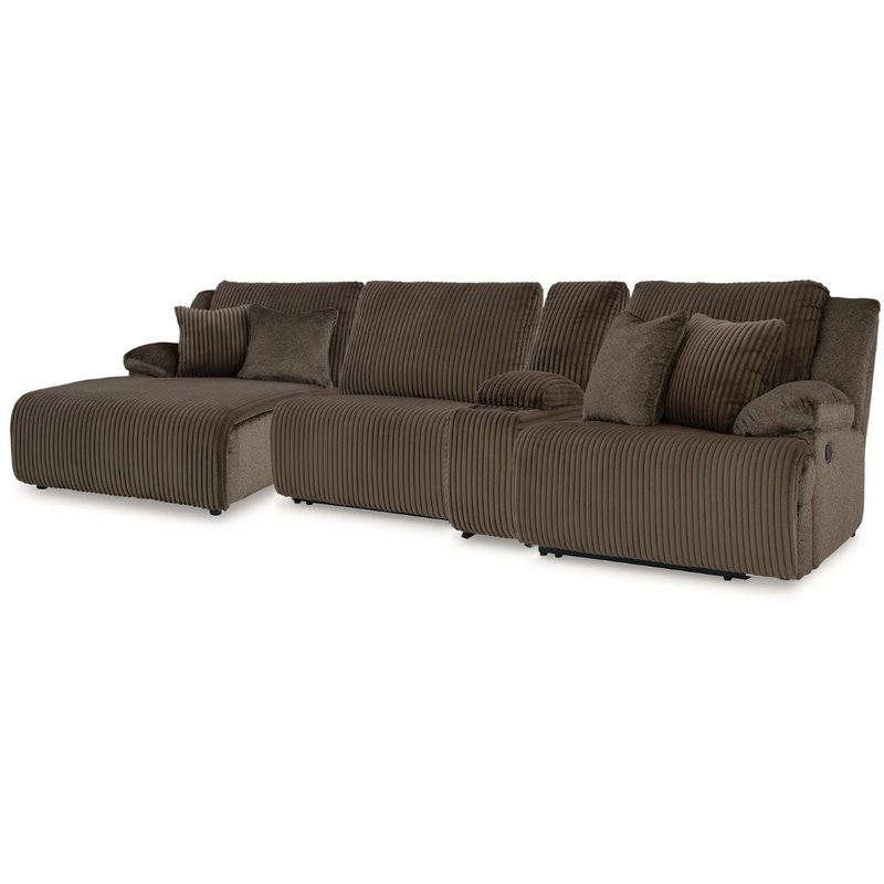 Top Tier – Chocolate – 4-Piece Reclining Sectional With Laf Press Back Chaise