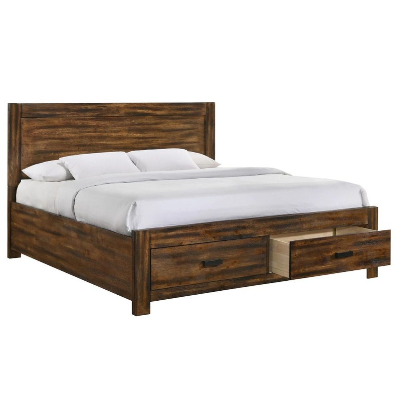 Warner – King Platform Storage Bed – Chestnut