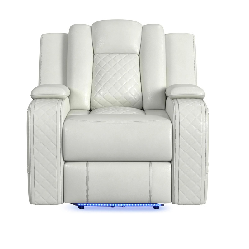 Carlo – LED Power Motion Recliner With Power Headrest – Pebble Oyster