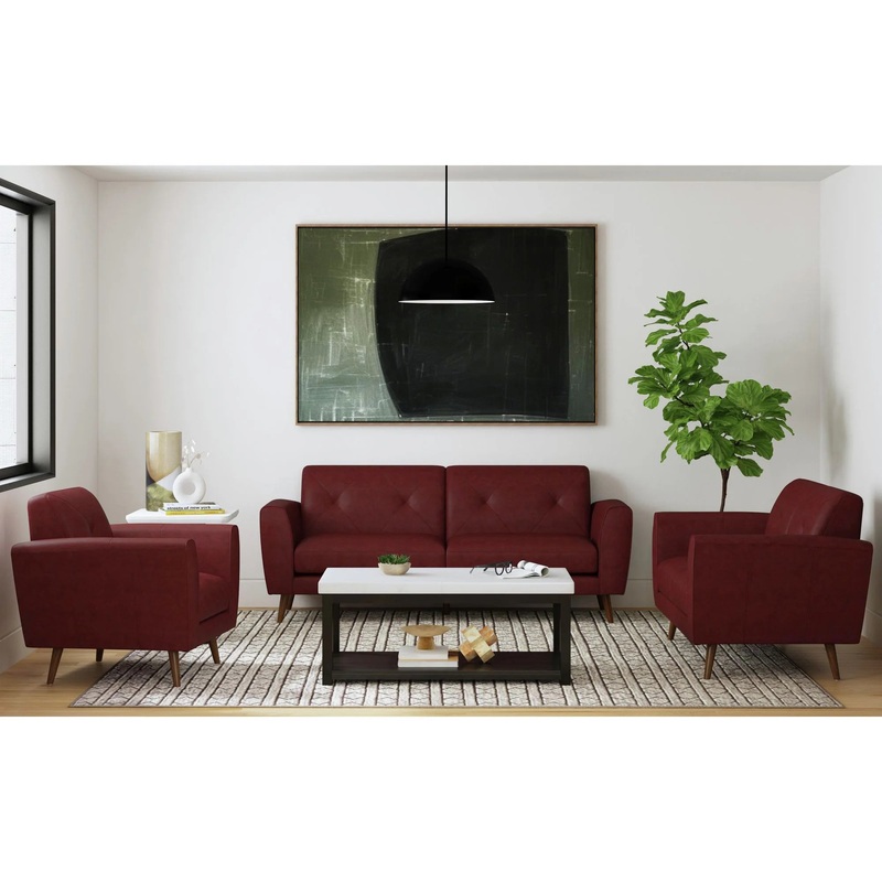 Sonata – 3 Piece Living Room Set (Sofa, Loveseat & Chair) – Red