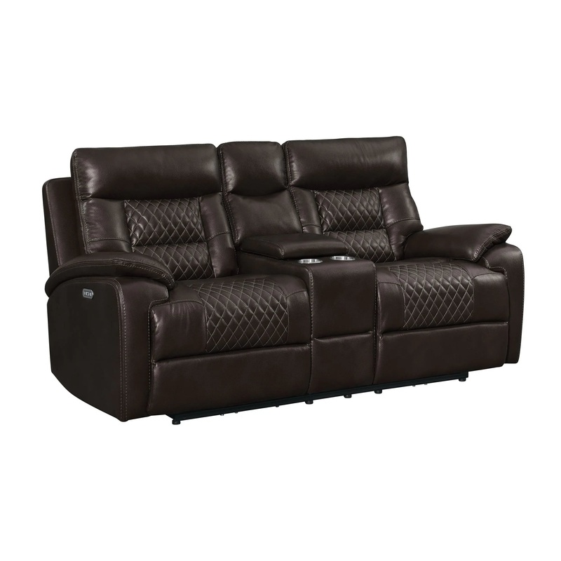 Trinidad – Power Motion Loveseat With Power Motion Head Recliner & Console – Pebble Brown