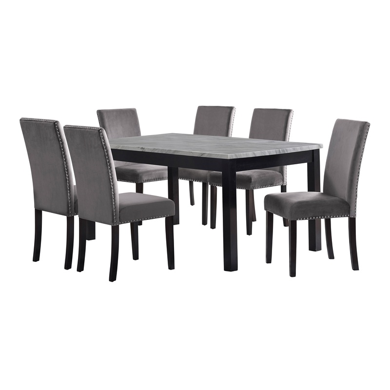 Celeste – 64″ Dining Table With 6 Chairs – Gray
