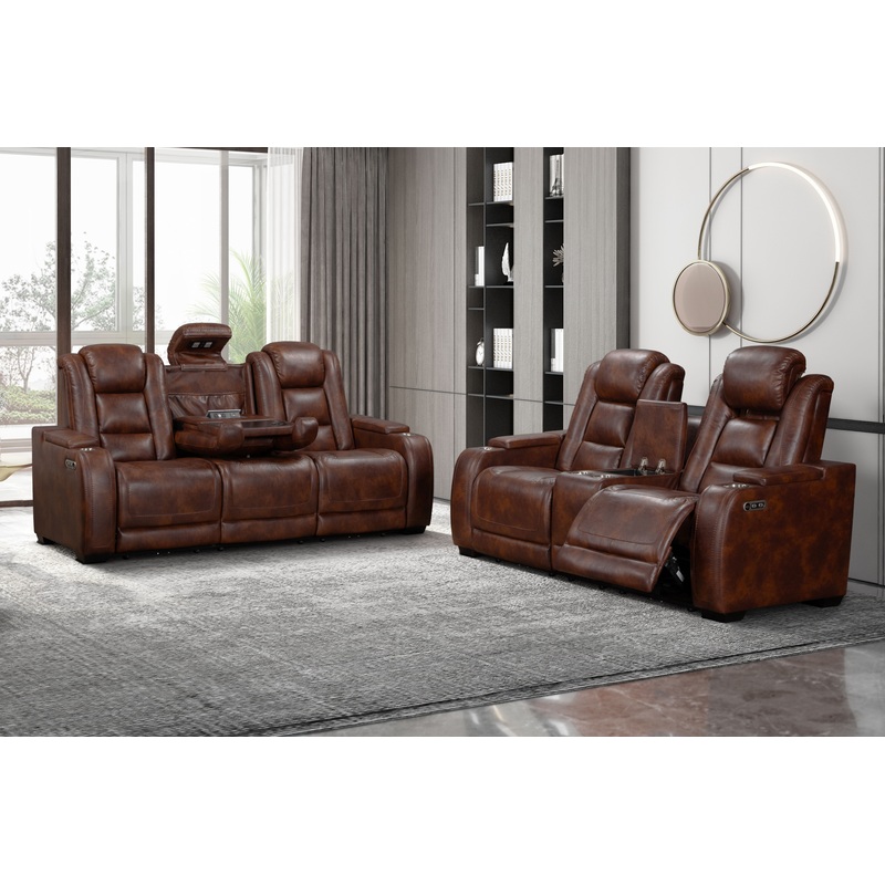 Chester – P2 Power Sofa & Loveseat – Brown