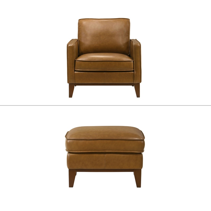 Caspar – Chair & Ottoman – Caramel