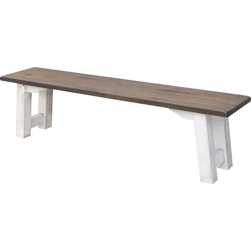 Settler’s White & Wood Dining Bench | M-GW&RWO-SB