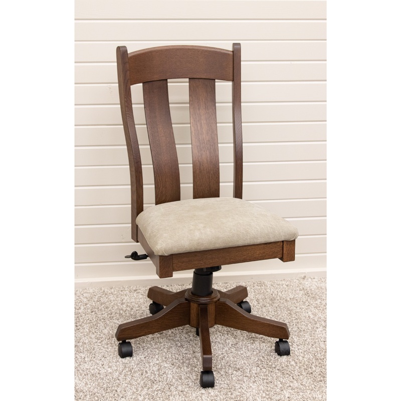 Austin Rustic Quarter Sawn White Oak Wood Office Chair with Fabric Seat | CO