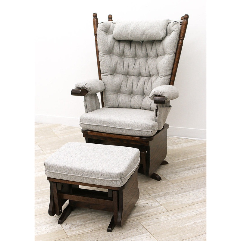 Traditional Oak Wood Swivel Glider Rocker & Ottoman | ASB-4275-K