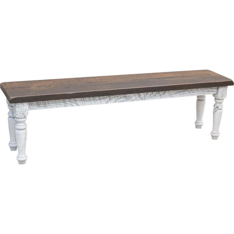 Belmont Reclaimed White & Wood Dining Bench | TW&SP