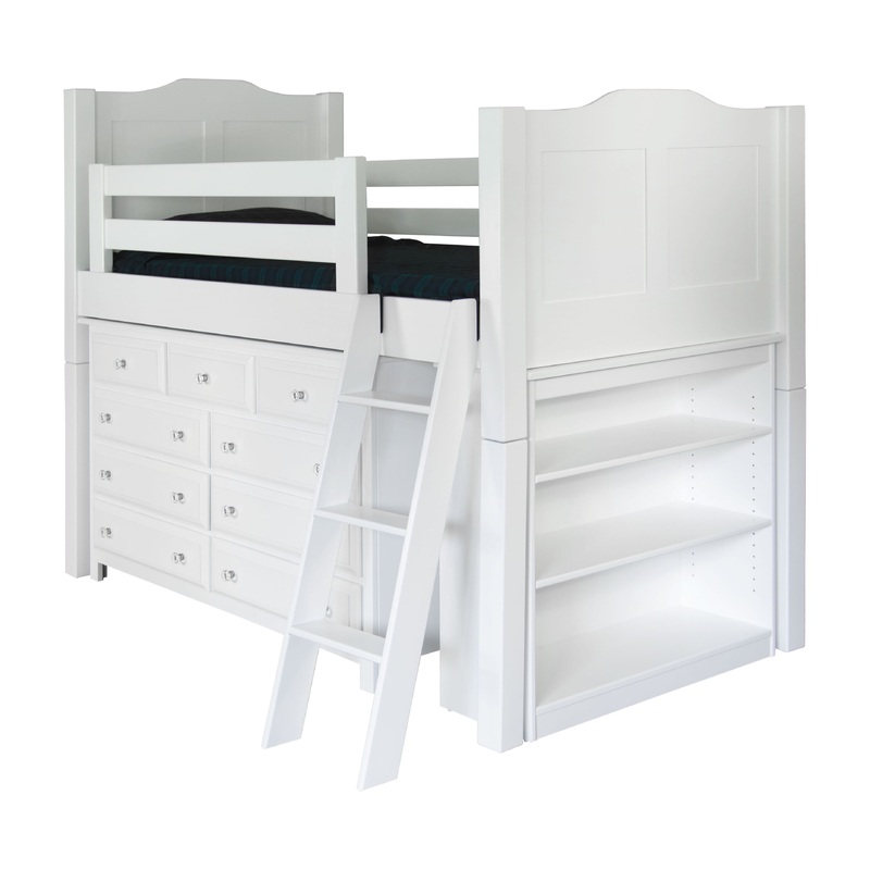 Cambria White Twin Loft Bed with Ladder | M-DW