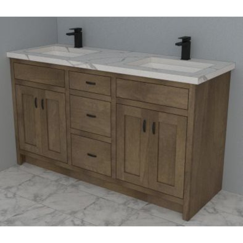 Shaker 60″ Double Bowl Vanity