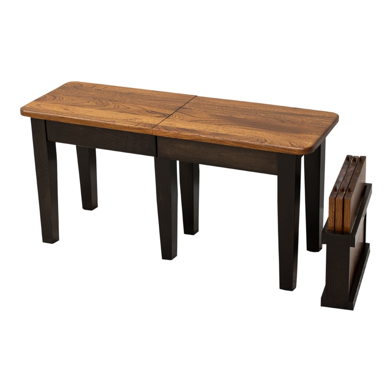 Shaker Leg Black & Wood Expandable Dining Bench | M-EB&E-MC
