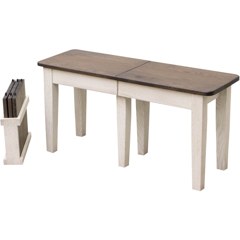 Shaker Leg White & Wood Expandable Dining Bench | O-GW&RWO-SB