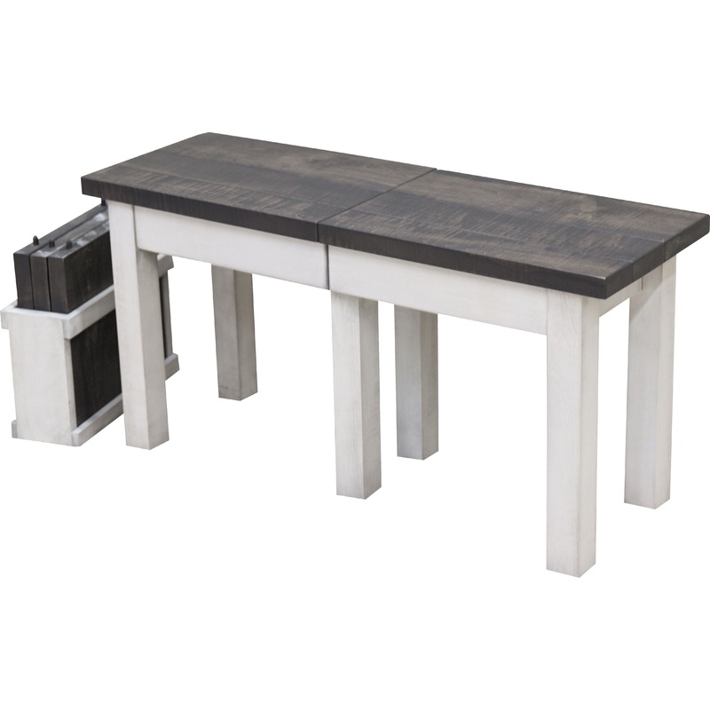 Straight Leg White & Wood Expandable Bench | M-AV&GS