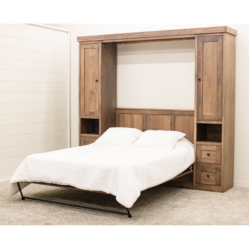 Sunset Hideaway Maple Wood Murphy Wall Bed with Bookcases | WB