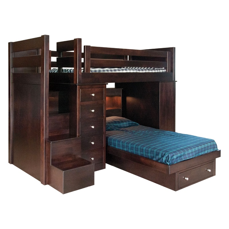 Weston Maple Wood Twin Over Twin Loft Bed with Step Unit | RT