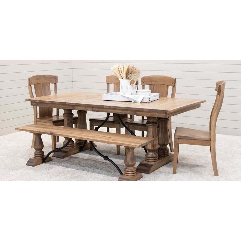 Alexandria Hickory Wood Dining Table Set for 6-8