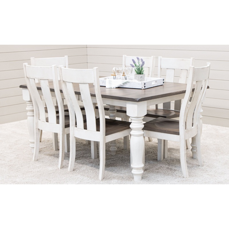 Arcadia Extendable White Farmhouse Dining Table Set for 6-8