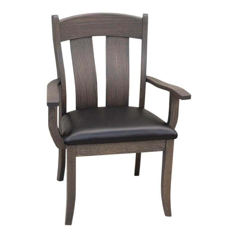 Austin Oak Wood Arm Client Chair with Black Faux Leather Seat | AS