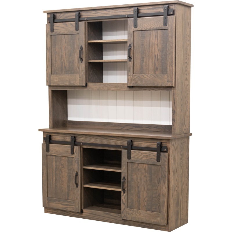 Barn Door Oak Wood Wine Hutch | AS