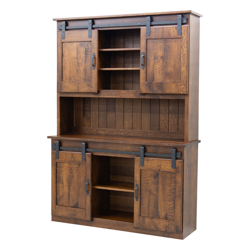 Barn Door Quarter Sawn White Oak Wood Wine Hutch | GB