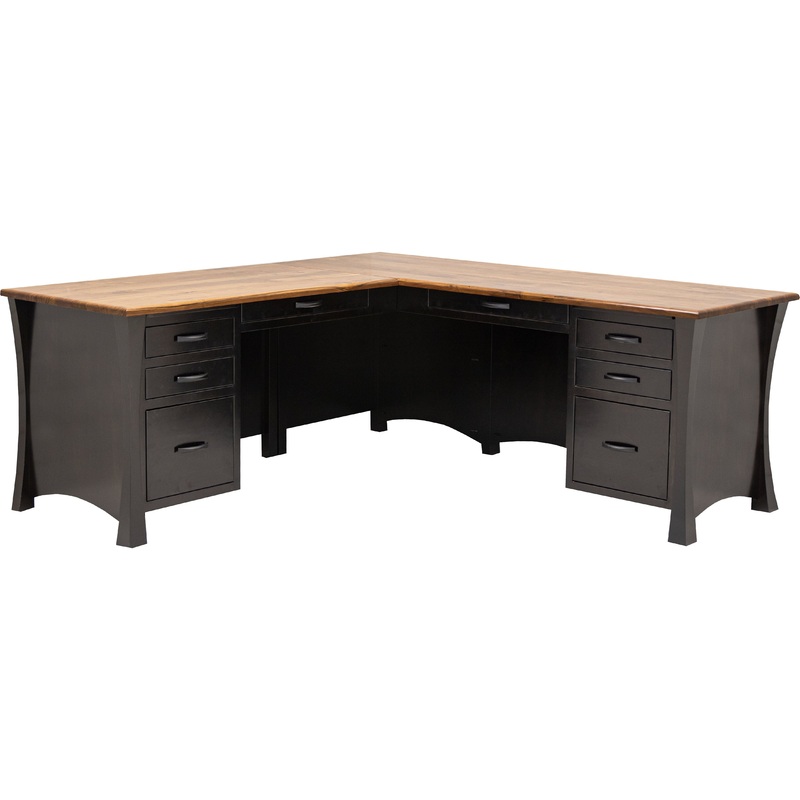 Brooklyn Black & Wood L Desk | M-EB&W-NAT