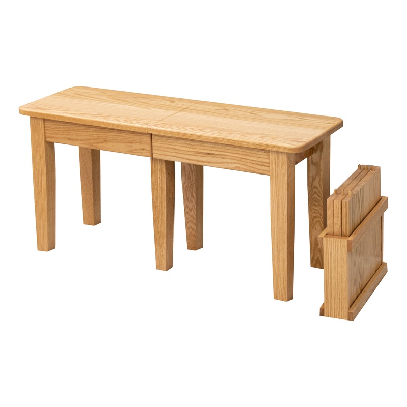 Shaker Leg Oak Wood Expandable Dining Bench | S-2